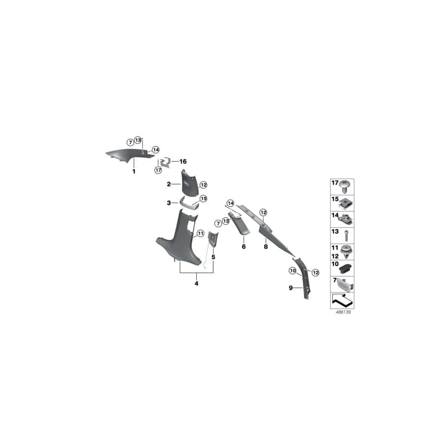 Genuine BMW 51438073699 G32 Left Column A Cover ANTHRAZIT (Inc. 630i, 630iX & 630dX) | ML Performance UK Car Parts