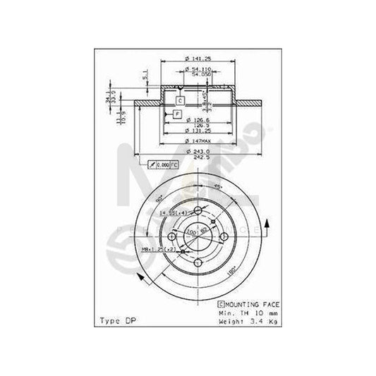BREMBO 08.3110.10 Brake Disc for TOYOTA TERCEL Solid | ML Performance Car Parts