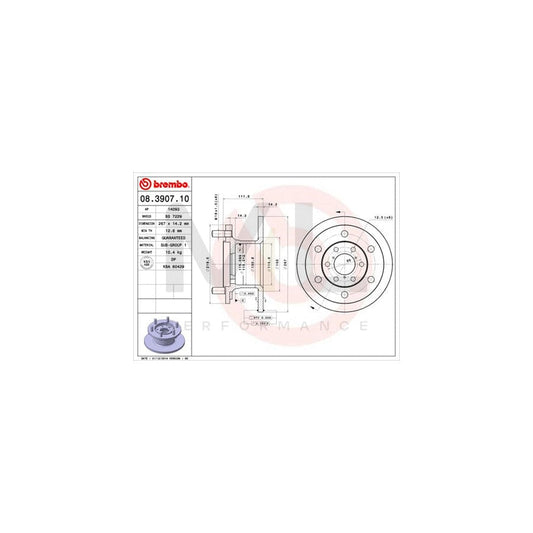 BREMBO 08.3907.10 Brake Disc Solid | ML Performance Car Parts