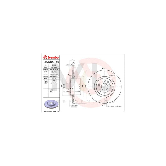 BREMBO 09.5123.10 Brake Disc for MASERATI Shamal (AM339) Internally Vented | ML Performance Car Parts