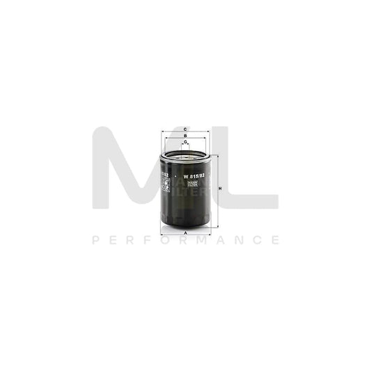 MANN-FILTER W 815/82 Oil Filter Spin-on Filter, with one anti-return valve | ML Performance Car Parts