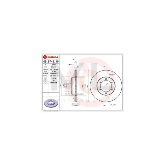BREMBO 09.6746.10 Brake Disc for TOYOTA HIACE Internally Vented | ML Performance Car Parts