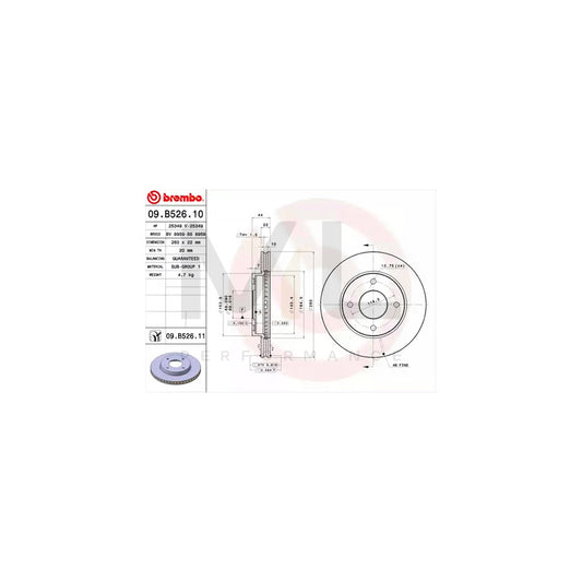 BREMBO COATED DISC LINE 09.B526.11 Brake Disc for NISSAN TIIDA Internally Vented, Coated | ML Performance Car Parts