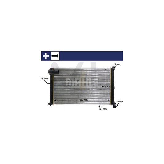 MAHLE ORIGINAL CR 171 000S Engine radiator with accessories, with pipe socket, with bolts/screws, with screw, with seal ring, Mechanically jointed cooling fins, Manual Transmission | ML Performance Car Parts