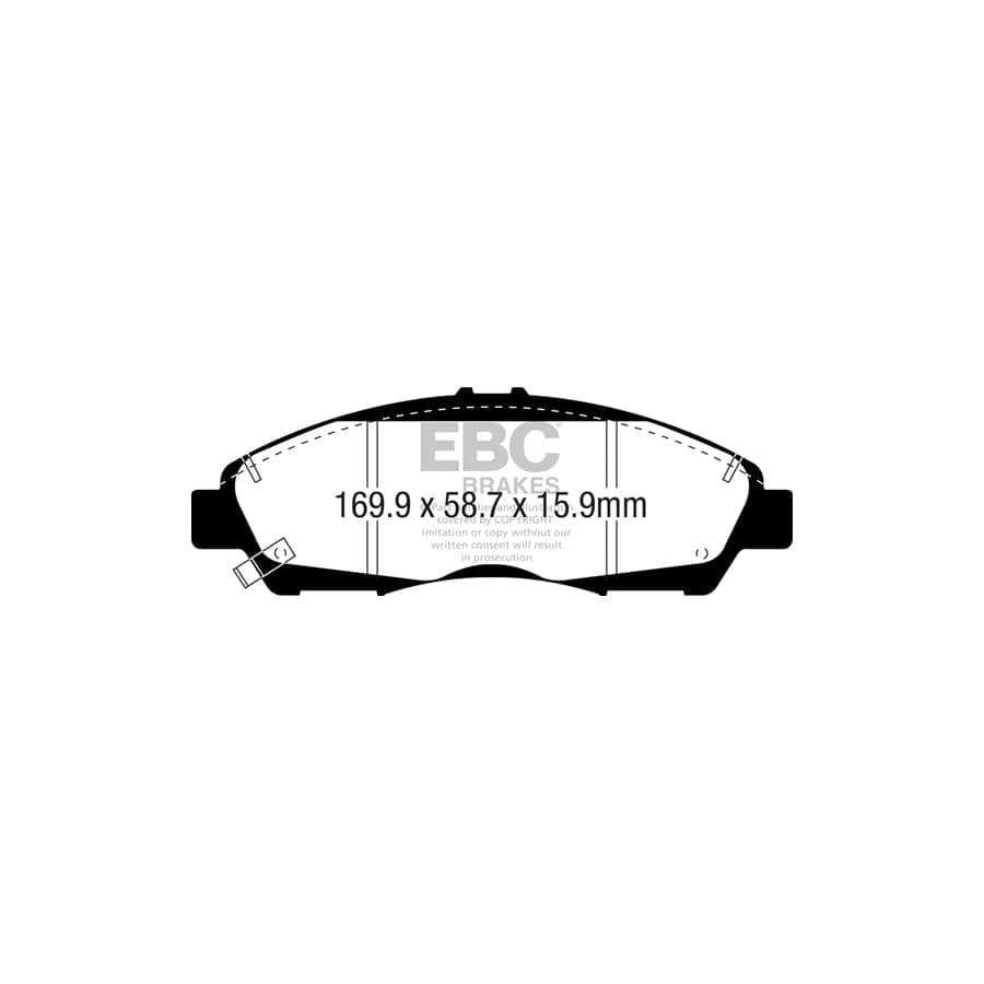 EBC PD03KF1573 Cadillac XT5 Yellowstuff Front Brake Pad & Plain Disc Kit 2 | ML Performance UK Car Parts