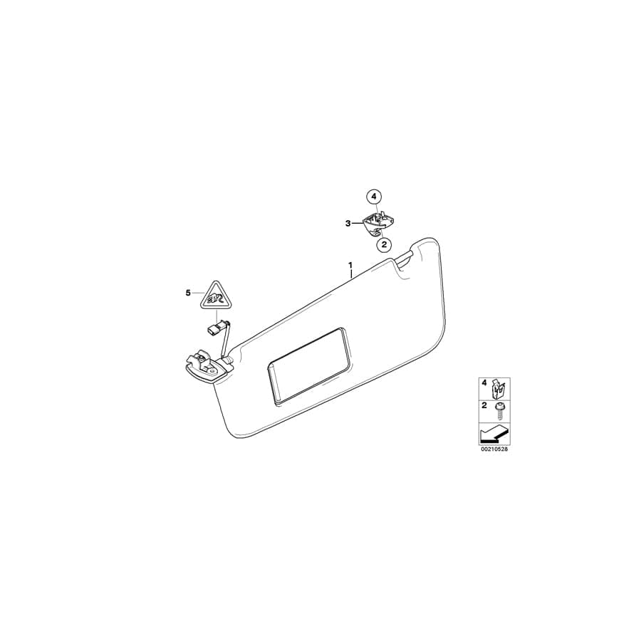 Genuine BMW 51166987119 E60 E61 Sun Visor/Mirror Illuminated Left CREAMBEIGE (Inc. 535xi, 528i & 528xi) | ML Performance UK