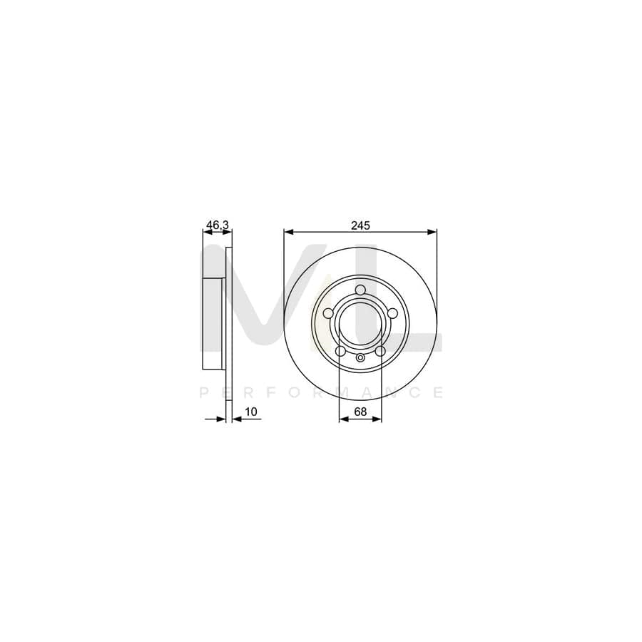BOSCH 0 986 479 V52 Brake Disc Vented, Oiled | ML Performance Car Parts