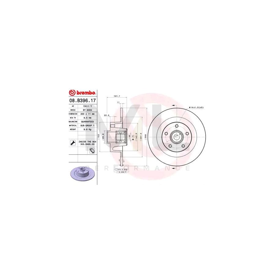 BREMBO BEARING DISC LINE 08.B397.17 Brake Disc Solid, with ABS sensor ring, with wheel bearing set | ML Performance Car Parts