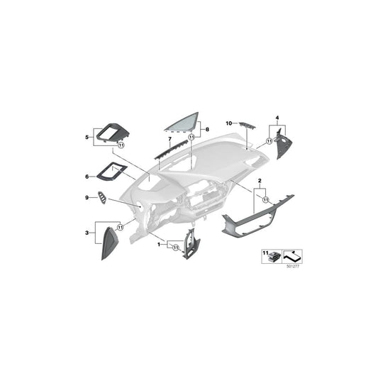 Genuine BMW 51457911479 F40 F44 Trim, Instrum.Panel, Illum.Driver NIZZA (Inc. 118d, 220d & 120dX) | ML Performance UK Car Parts