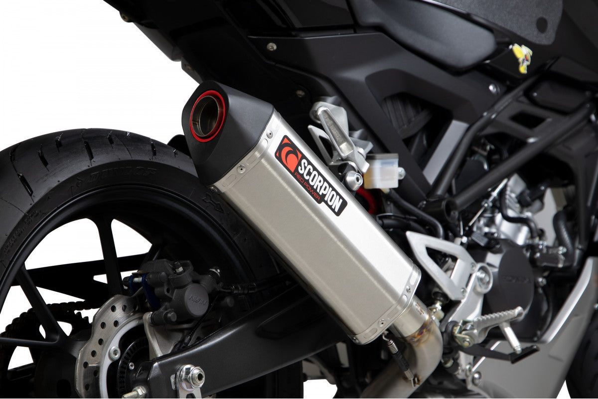 Scorpion RHA183SYSSEO Honda CB125 R Serket Parallel Full System - Brushed Stainless Steel Sleeve | ML Performance UK UK