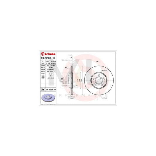BREMBO 09.9589.14 Brake Disc Internally Vented | ML Performance Car Parts