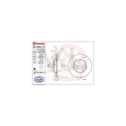 BREMBO 09.9464.24 Brake Disc Internally Vented, High-carbon | ML Performance Car Parts