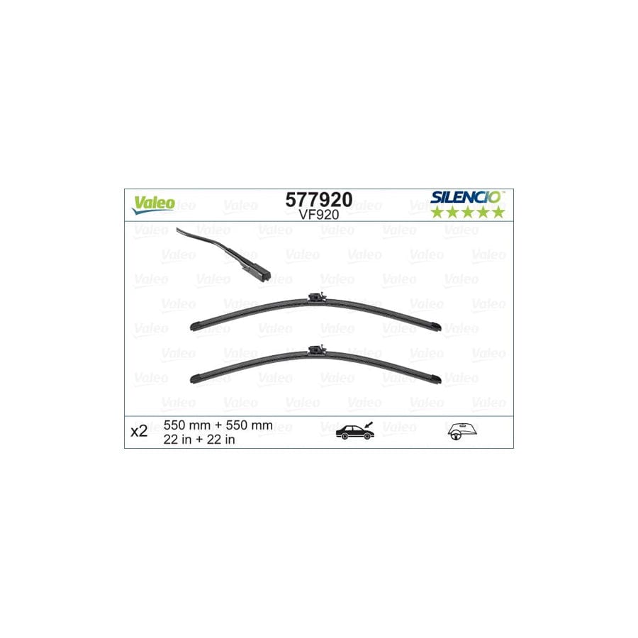 Valeo Silencio Flat Blade Set 577920 Wiper Blade | ML Performance UK Car Parts