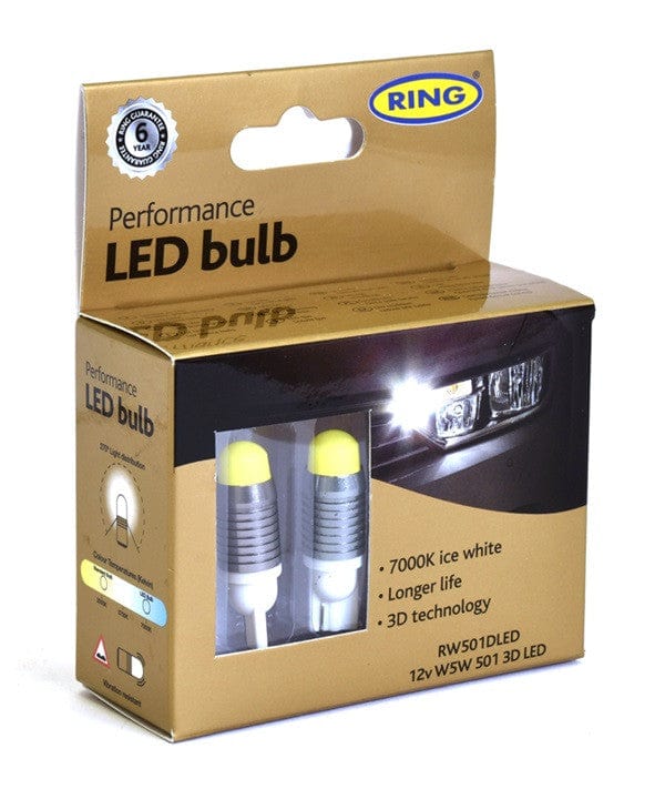 RING RW501DLED 12V PERFORMANCE LED 3D (501-W5W) 200lm 7000K Capless W2.1 x 9.5d Side & Tail/Interior  | ML Performance