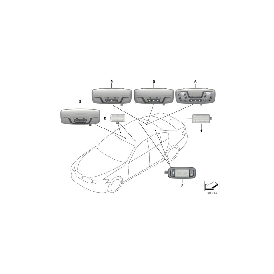 Genuine BMW 63319390892 G31 G02 Interior Lamp, Panorama Glass Roof, Rgt SCHWARZ (Inc. X4 30dX, 730Li & X3 M40iX) | ML Performance UK Car Parts