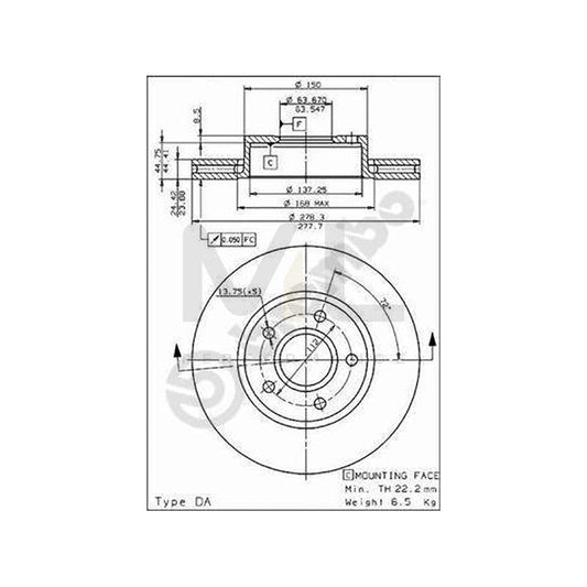BREMBO 09.5795.10 Brake Disc for FORD SCORPIO Internally Vented | ML Performance Car Parts
