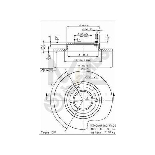 BREMBO 08.3962.10 Brake Disc Solid | ML Performance Car Parts