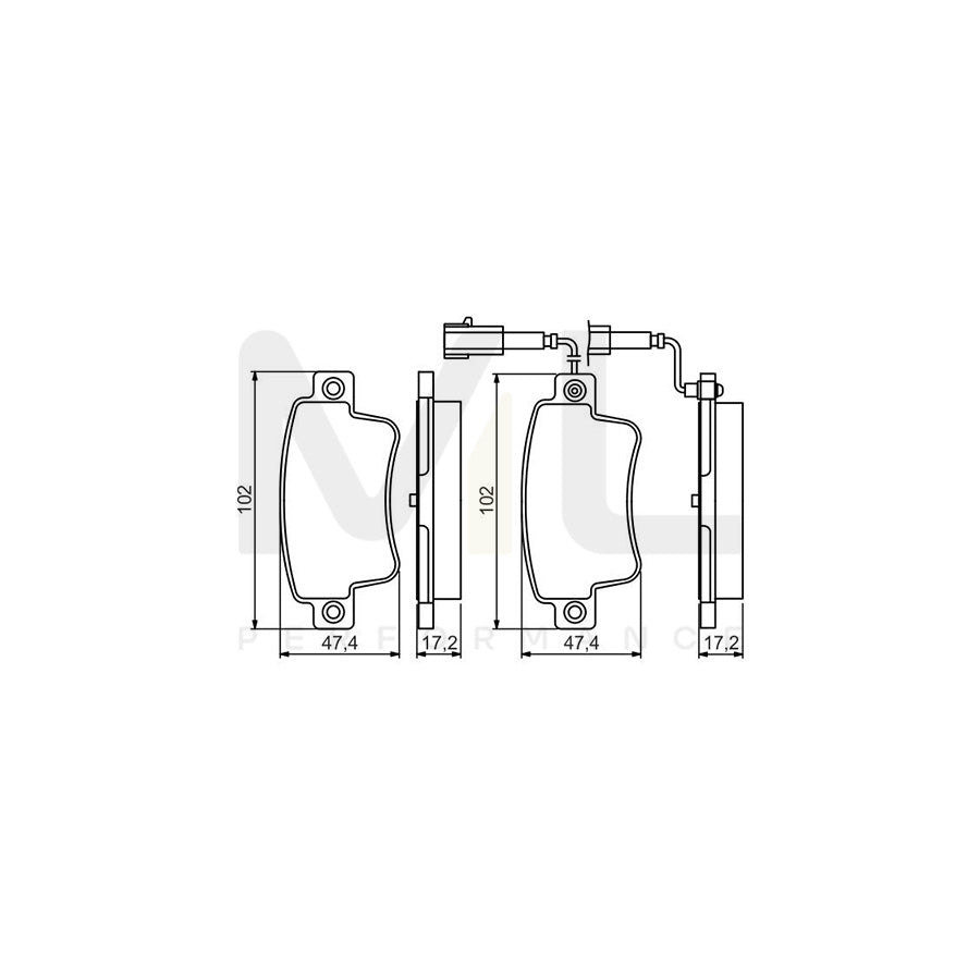 Bosch 0986495355 Brake Pad Set With Integrated Wear Sensor, With Anti-Squeak Plate BP1647 | ML Performance Car Parts