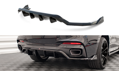 Maxton Design BM-X6-16-MPACK-RD1T+RD2T Central Rear Splitter (with Vertical Bars) BMW X6 M-Pack F16 | ML Performance UK Car Parts