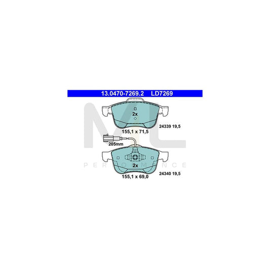 ATE Ceramic 13.0470-7269.2 Brake pad set for ALFA ROMEO GIULIETTA incl. wear warning contact | ML Performance Car Parts