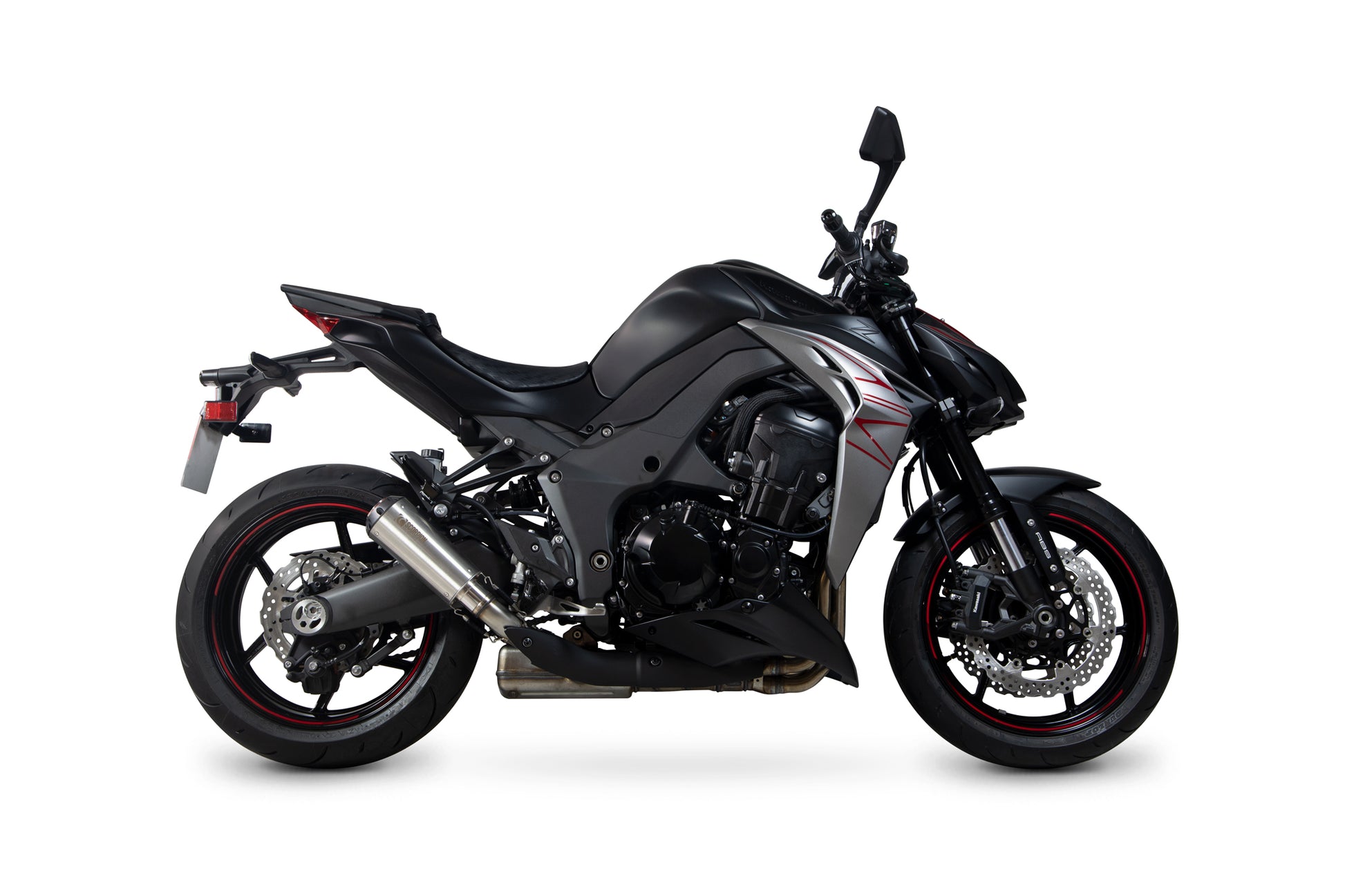 Scorpion PKA131SEO Kawasaki Z1000 Red Power Slip-On (Pair) - Brushed Stainless Steel Sleeve | ML Performance UK UK