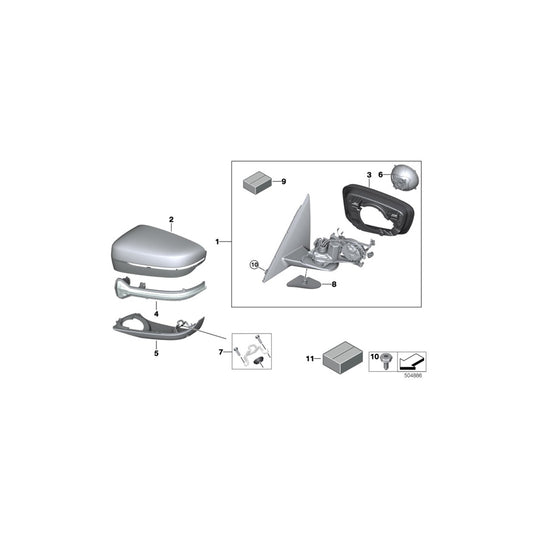 Genuine BMW 51167485205 G30 G31 Heated Outside Mirror, Memory Bus, Left SHADOW-LINE (Inc. 530i, 520i & 520dX) | ML Performance UK