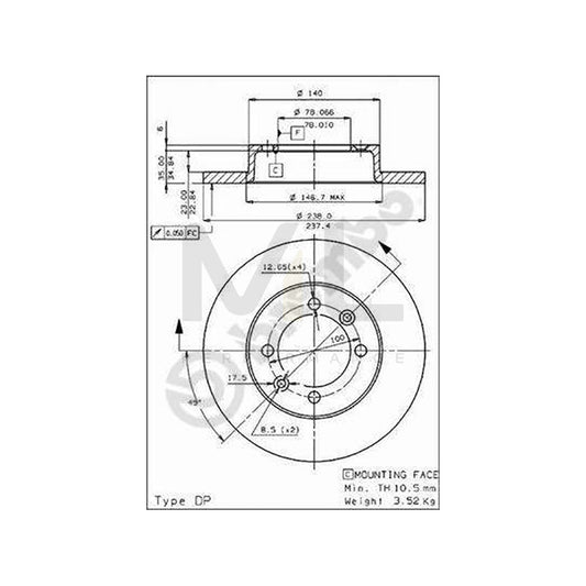 BREMBO 08.4480.10 Brake Disc for RENAULT 9 Saloon (L42_) Solid, with bolts/screws | ML Performance Car Parts