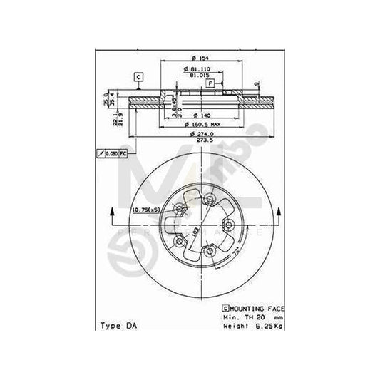 BREMBO 09.5271.10 Brake Disc for NISSAN 300ZX Targa (Z31) Internally Vented | ML Performance Car Parts