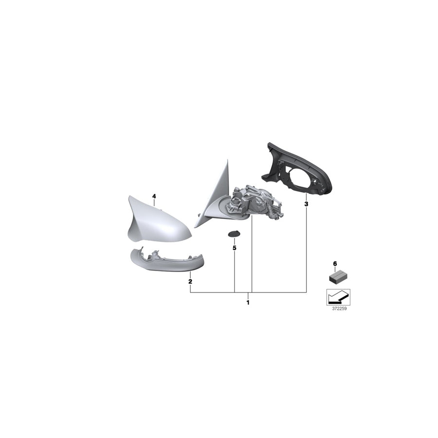 Genuine BMW 51168059421 F31 F80 Exterior Mirror, No Lens, Heated, Left SHADOW LINE M (Inc. 335dX, 318i & 335i) | ML Performance UK