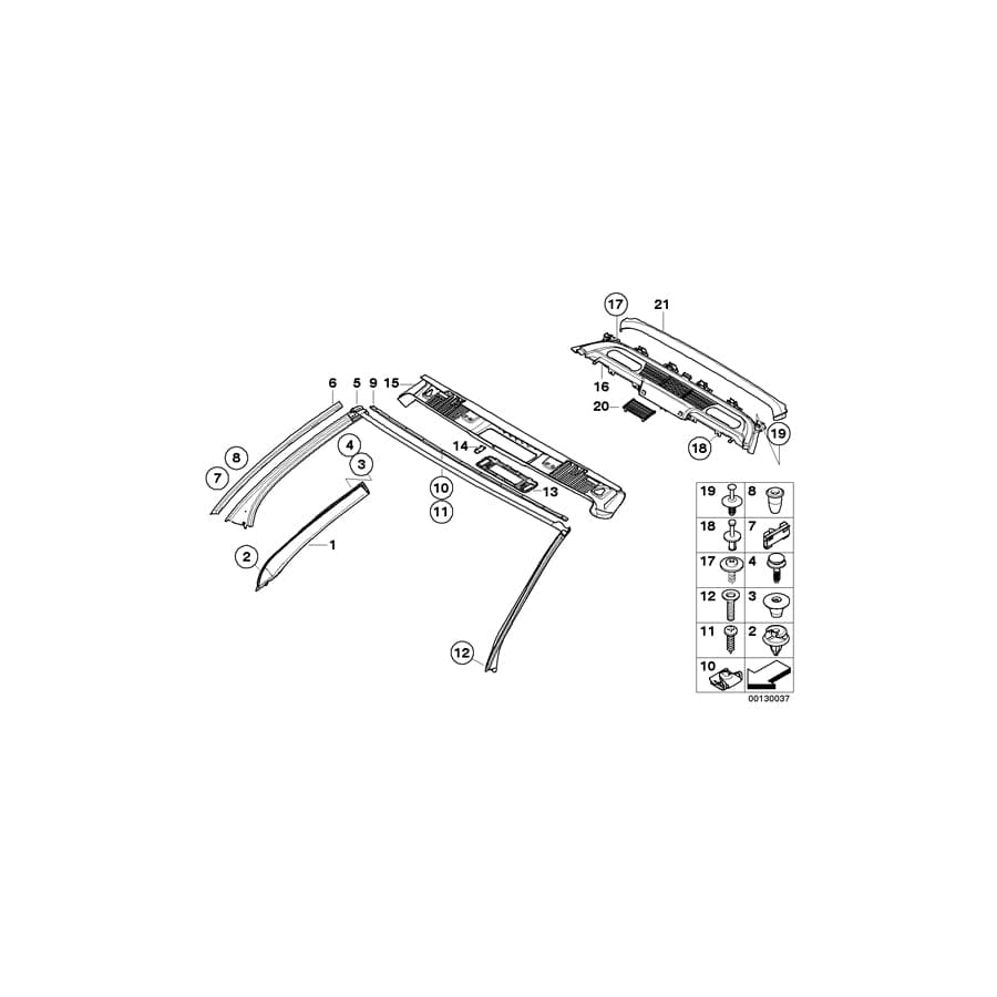 Genuine BMW 51767905422 E64 Strip, Column A Right SCHWARZ (Inc. 650i, 635d & M6) | ML Performance UK Car Parts