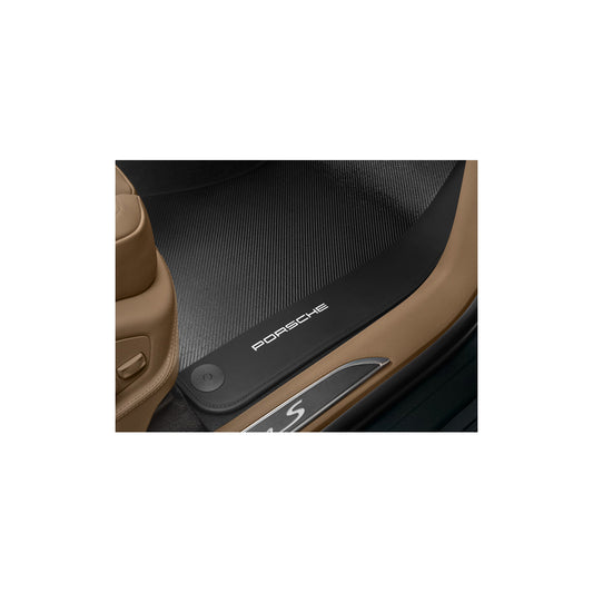 Genuine Porsche Carbon Floor Mats With Leather Edging Porsche Macan 2017 Rhd | ML Performance UK Car Parts
