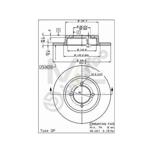BREMBO 08.2268.20 Brake Disc Solid | ML Performance Car Parts