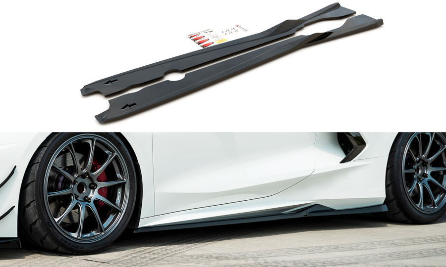 Maxton Design CH-CO-C8-SD2T Side Skirts Diffusers Chevrolet Corvette C8 | ML Performance UK Car Parts
