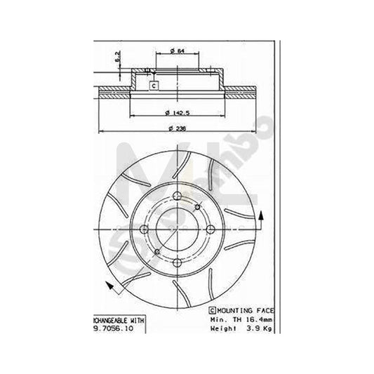 BREMBO MAX LINE 09.7056.75 Brake Disc Internally Vented, Slotted, Coated | ML Performance Car Parts