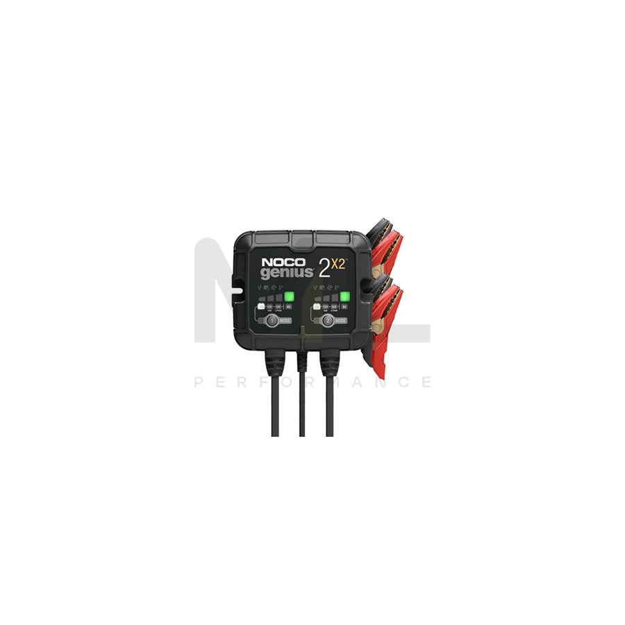 NOCO GENIUS2X2, GENIUS GENIUS2X2 Battery Charger на 2 батареи, Штекер A, C, G, I, 4A, 6 В/12 ВV | ML Performance Car Parts