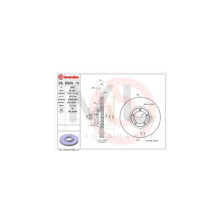 BREMBO 09.6959.10 Brake Disc for FORD TRANSIT Internally Vented | ML Performance Car Parts