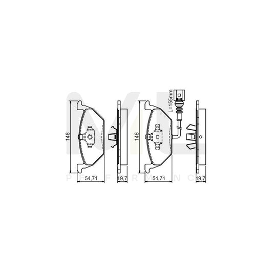 Bosch 0986495048 Brake Pad Set With Integrated Wear Sensor, With Mounting Manual BP264 | ML Performance Car Parts