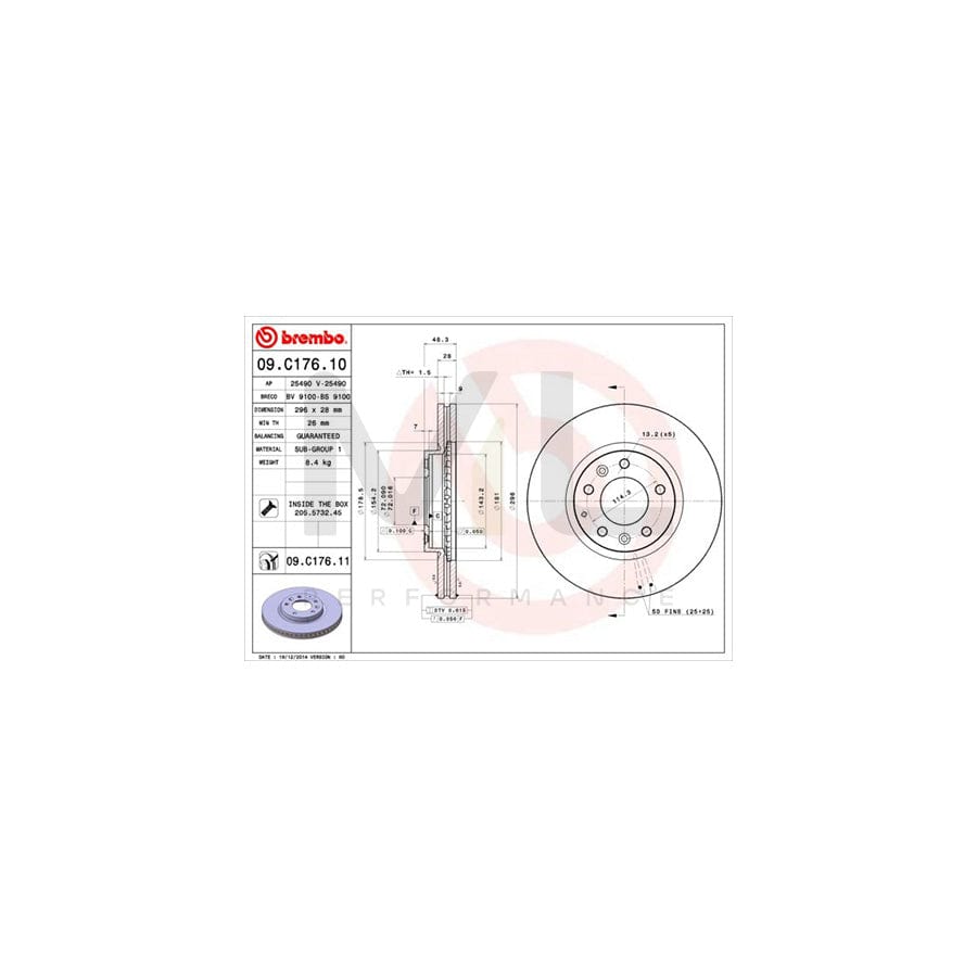 BREMBO COATED DISC LINE 09.C176.11 Brake Disc for MAZDA CX-7 (ER) Internally Vented, Coated, with bolts/screws | ML Performance Car Parts