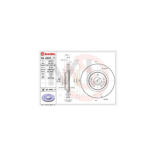 BREMBO COATED DISC LINE 09.A603.11 Brake Disc Internally Vented, Coated | ML Performance Car Parts