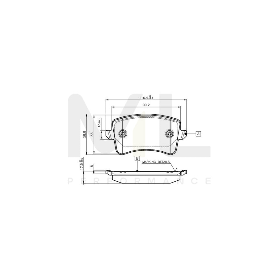 Bosch 0986Tb3123 Brake Pad Set Excl. Wear Warning Contact  | ML Performance Car Parts