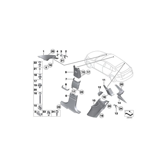 Genuine BMW 51437220566 F07 F07 Right Column A Cover OYSTER (Inc. 530dX, 550iX & 550i) | ML Performance UK Car Parts