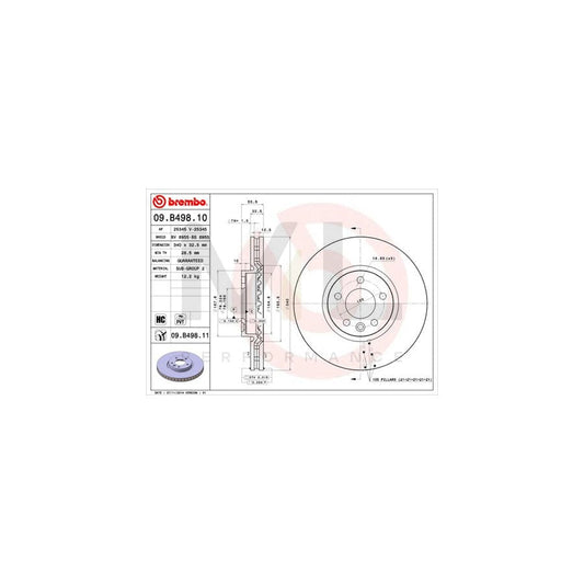 BREMBO 09.B498.10 Brake Disc Internally Vented, High-carbon | ML Performance Car Parts