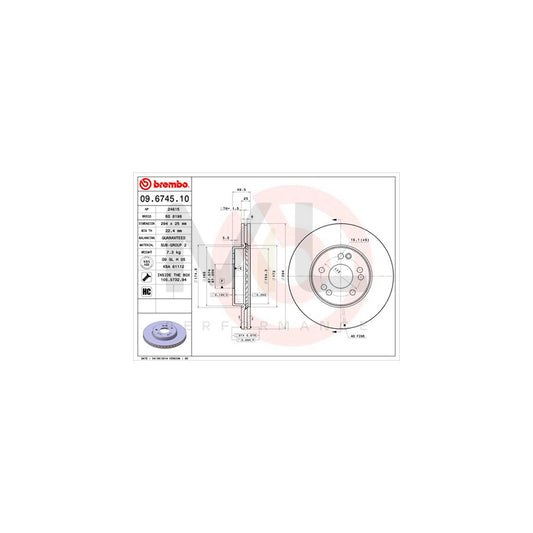 BREMBO 09.6745.10 Brake Disc Internally Vented, High-carbon, with bolts/screws | ML Performance Car Parts