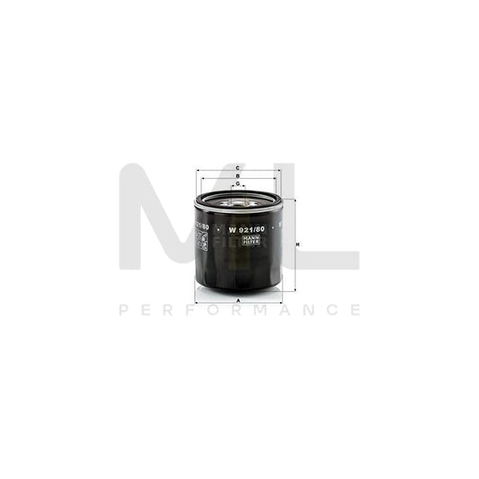 MANN-FILTER W 921/80 Oil Filter Spin-on Filter, with one anti-return valve | ML Performance Car Parts
