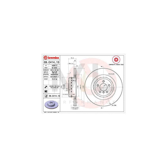 BREMBO TWO-PIECE DISCS LINE 09.C414.13 Brake Disc Internally Vented, Two-piece brake disc, Coated, High-carbon, with bolts/screws | ML Performance Car Parts