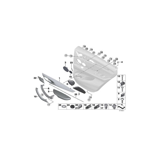 Genuine BMW 51418059967 F15 F16 Cover, Interior Handle, Leather Left ANTHRAZIT (Inc. X5 50iX, X5 35dX & X5 40dX) | ML Performance UK Car Parts