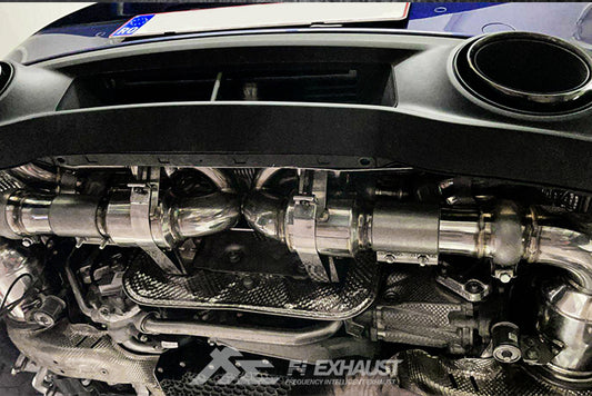 FI Exhaust PH-992T-NCATS4 + PH-992T-CBOES4 + CAP-01SS4*4 Catless Downpipe + Valvetronic Muffler (Compatible with OEM Elect. Valve - No Remote Control Included) | ML Performance UK Car Parts