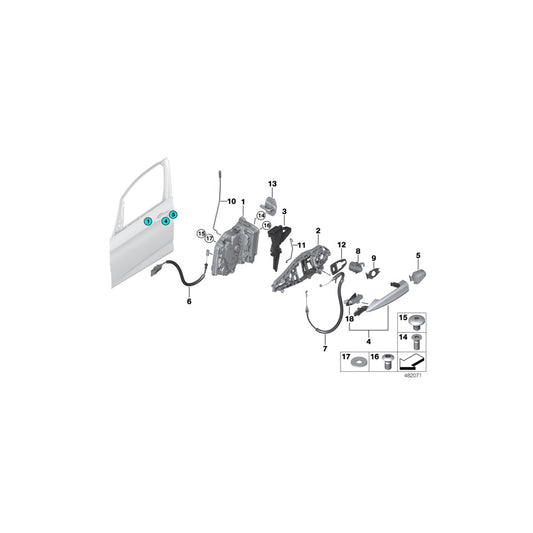 Genuine BMW 51217396305 F16 F48 F39 Door Handle, Primed, Outer Left (Inc. X6 35iX, X2 M35iX & X1 25dX) | ML Performance UK