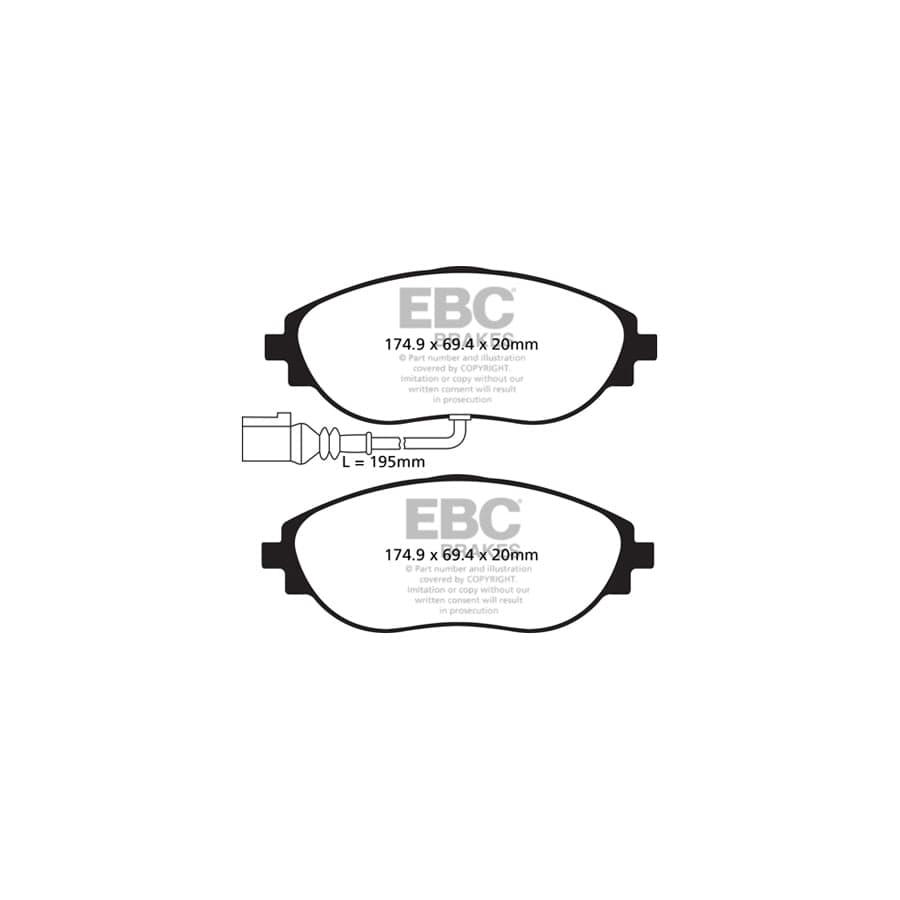 EBC PD40K2343 Seat Skoda VW Ultimax Pad & Plain Disc Kit - ATE Caliper 2 | ML Performance UK Car Parts