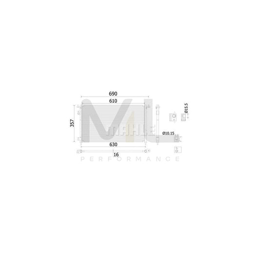 MAHLE ORIGINAL AC 909 000S Air conditioning condenser for HONDA Civic VII Hatchback (EU, EP, EV) without dryer | ML Performance Car Parts